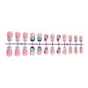 24 stuks/Set Zoete Blauwe Bloem Franse Gradiënt Rimpeling 3D Bloem Gouden Zeester Schelp Decoratie Middellange Druk-Op Nagels, Voor Meisjes/Vrouwen Voor Dagelijks Gebruik