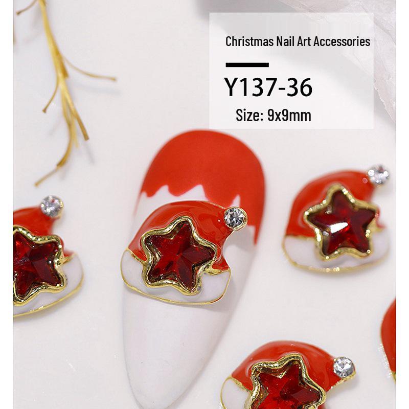 Christmas Alloy Nail Art Decor: Cartoon Santa, Bells, Reindeer, Snowflakes & Rhinestone Accessories