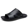Fashion Home Hotel Slipper Lightweight Summer Slippers Men's Luxury Leather Slippers Non-Slip Sole Comfortable Open-Toe Slide Sandals