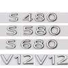 New Chrome Etters S480 S580 S680 V12 Emblem foSiIvery Maybach S Class Car Fender Trunk Rear W221 W222 Logo Sticker AccessoriesG3