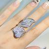 Copper Exaggerated Micro-Set Zircon Ring Temperament Large Willow Leaf Full Diamond Ring Female Party Wedding Jewelry Gift