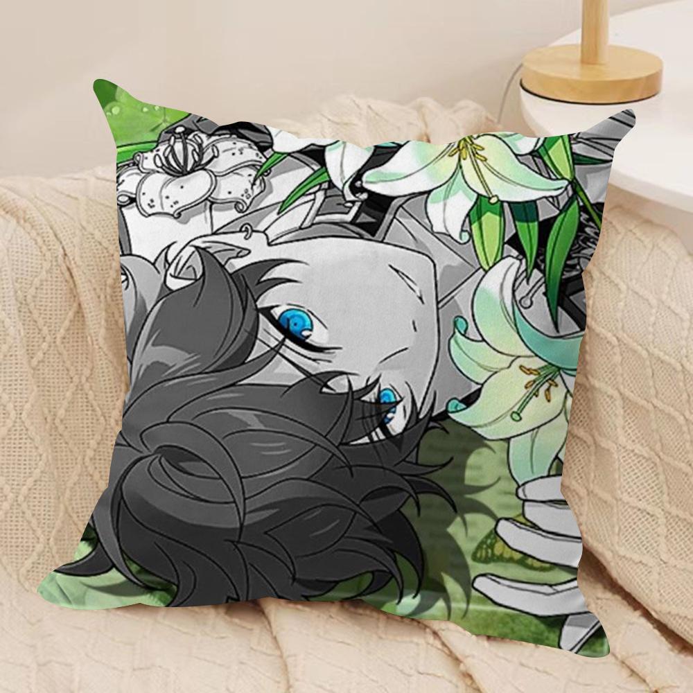 Cartoon EEnsemble Stars Cushion Cover Soft Plush Fabric DoubleSided Printed Sofa Cushion Cover for All Seasons Home Decor Gift