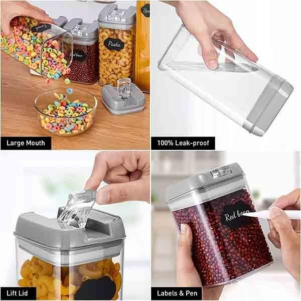 5Pcs / Set Food Storage Box Sealed Grain Storage Tank Dried Grains Container with Lid-Transparent Food Organizer