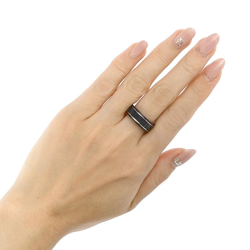 Gucci Serie Icono Estilo Europeo Estrecho Anillo Blanco Brillante de Oro de 18 Quilates Anillos para Hombre Negro 225985-I19A1-8061