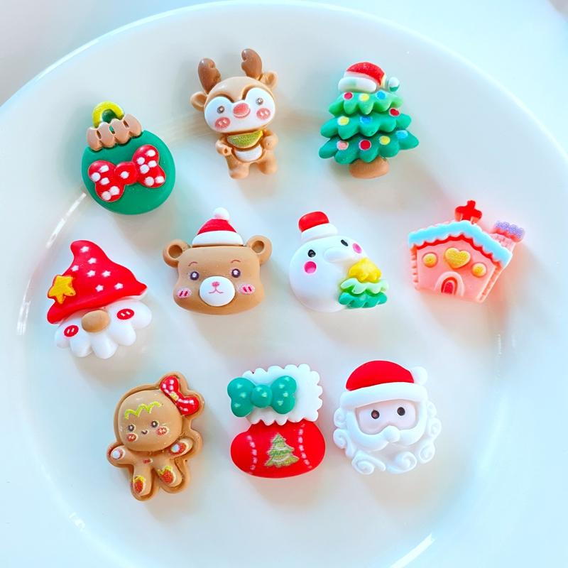 20Pcs New Cute Mini Christmas Collection Flat Back Resin Cabochons Scrapbooking DIY Jewelry Craft Decoration Accessorie