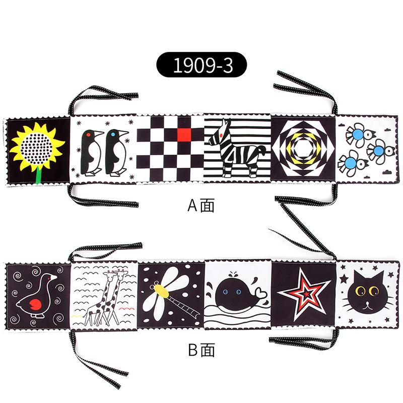 Early Education Educational Cloth Book Toys Children'S Bed Circumference Pendant Cognitive Shape Animal Double Sided Black And White Baby Cloth Book