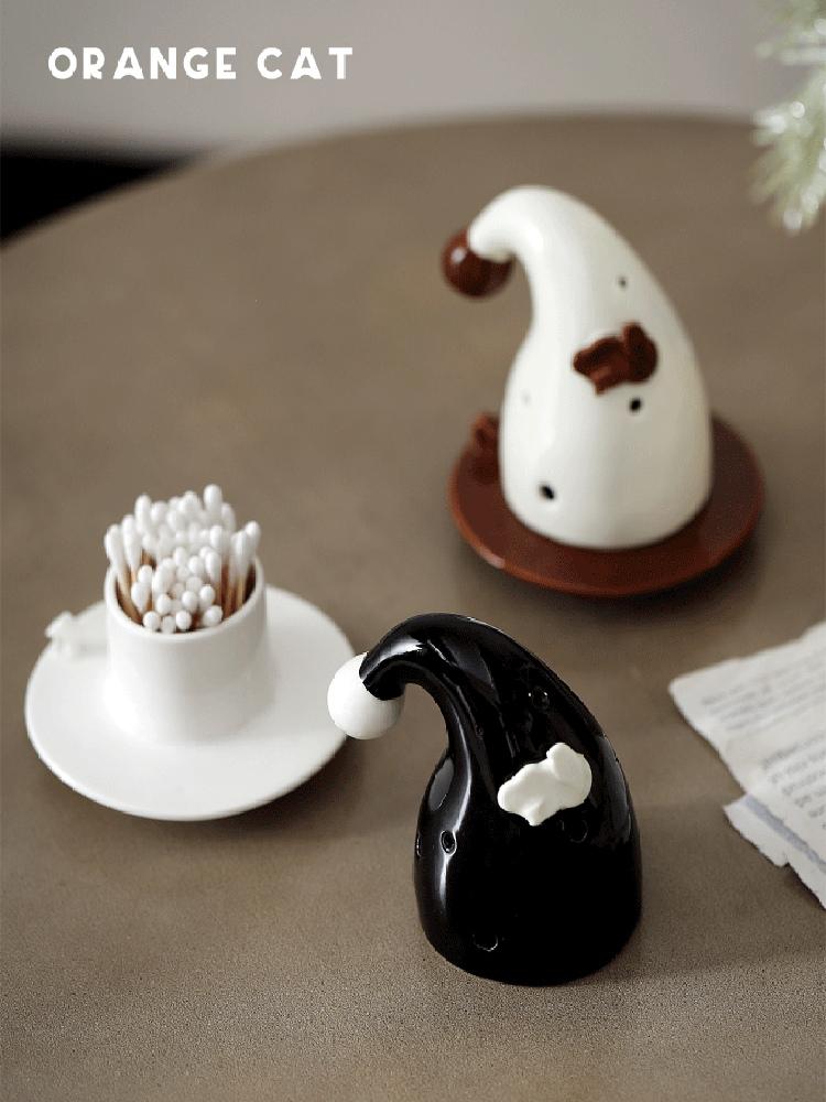 Creative magic cap, toothpick box, ceramic household toothpick holder, dental floss box, high appearance level