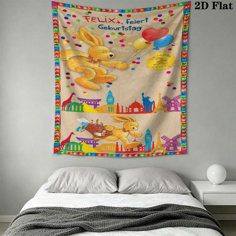 Felix Circus Wall Tapestry Aesthetic Wall Hanging Printed Fabric Blanket Decorative Tapestries for Bedroom Living Room Home Decor
