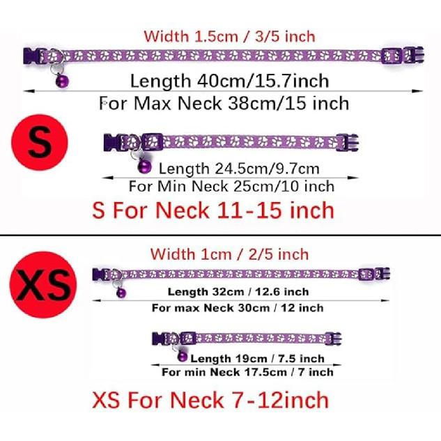 Pink Extra Small Dog Collar with Bell, 2-Pack Puppy Collar with Bells Reflective Kitten Cat Collars Adjustable Buckle for Tiny Little XS XSmall Small