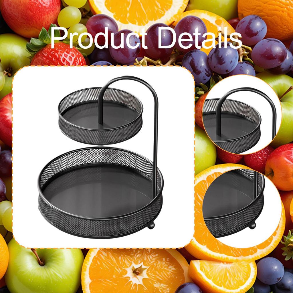 2-Layer Fruit Basket, Non-Slip Mesh Container for Living Room