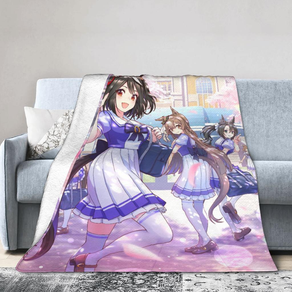 Uma Musume Pretty Derby Blanket Flannel Decoration Multifunction Lightweight Throw Blanket for Sofa Couch Quilt