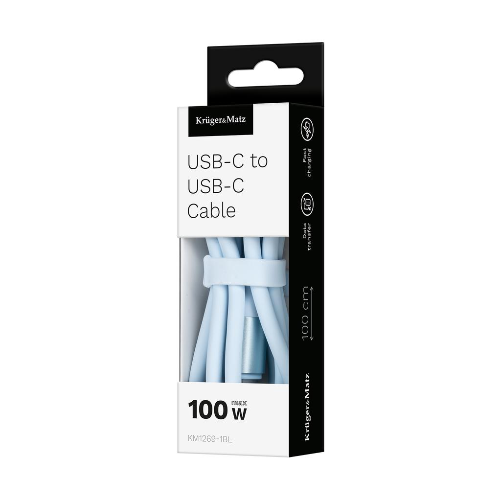 USB C - USB C Cable 100 W 1 M Silicone Blue Kruger&Matz Basic