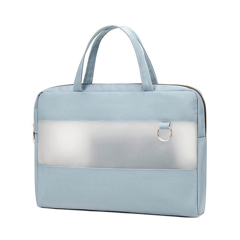 A4 File Bag Zipper Briefcase Women's File Bag Teacher Bag Hand-held Women's Business Bag Fashionable and Durable
