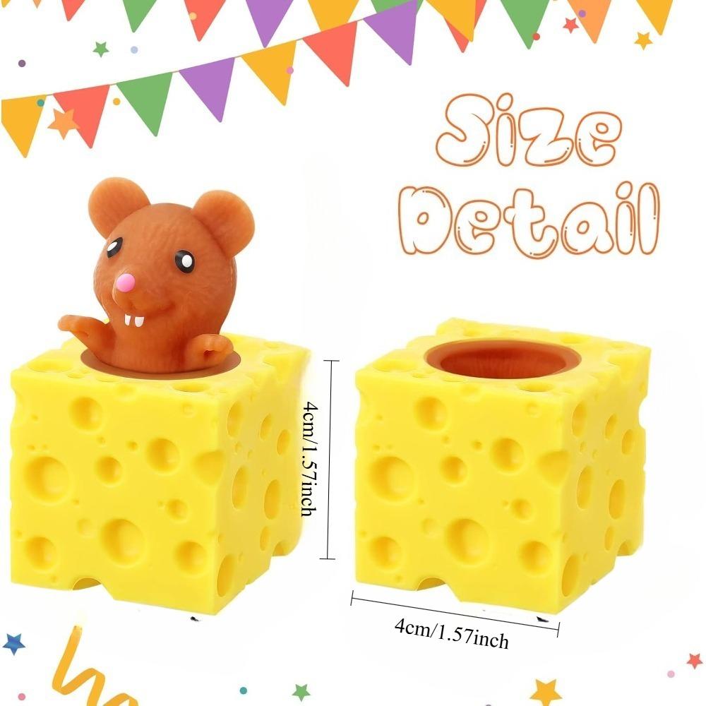 3/6/12/24Pcs Cheese-Shaped Stress Relief Mice Fidget Set Office Anxiety Relief Birthday Party Favors Grey Brown White Gifts