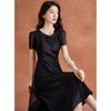 New Chinese Style Qipao Knot Button Lace Stitch Black Dress