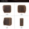 Retro Crazy Horse Leather CD Storage Case for 56 Discs with Wrist Strap