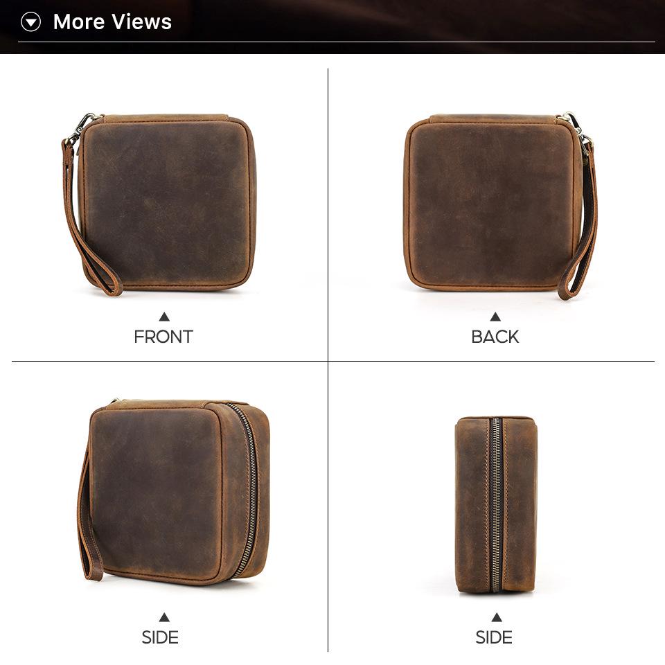 Retro Crazy Horse Leather CD Storage Case for 56 Discs with Wrist Strap