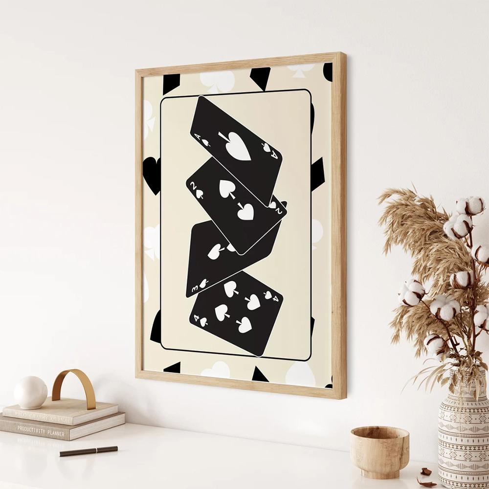 Modern Trendy Aesthetic Black Ace Card Lucky You Funky Art 8 Ball Wall Art Canvas Painting Posters For Living Room Home Decor