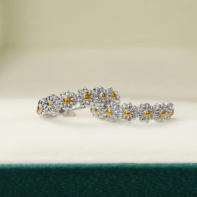 S925 Sterling Silver Daisy Flower Hoop Earrings for Women Girls Fine Jewelry Valentine's Day Gift