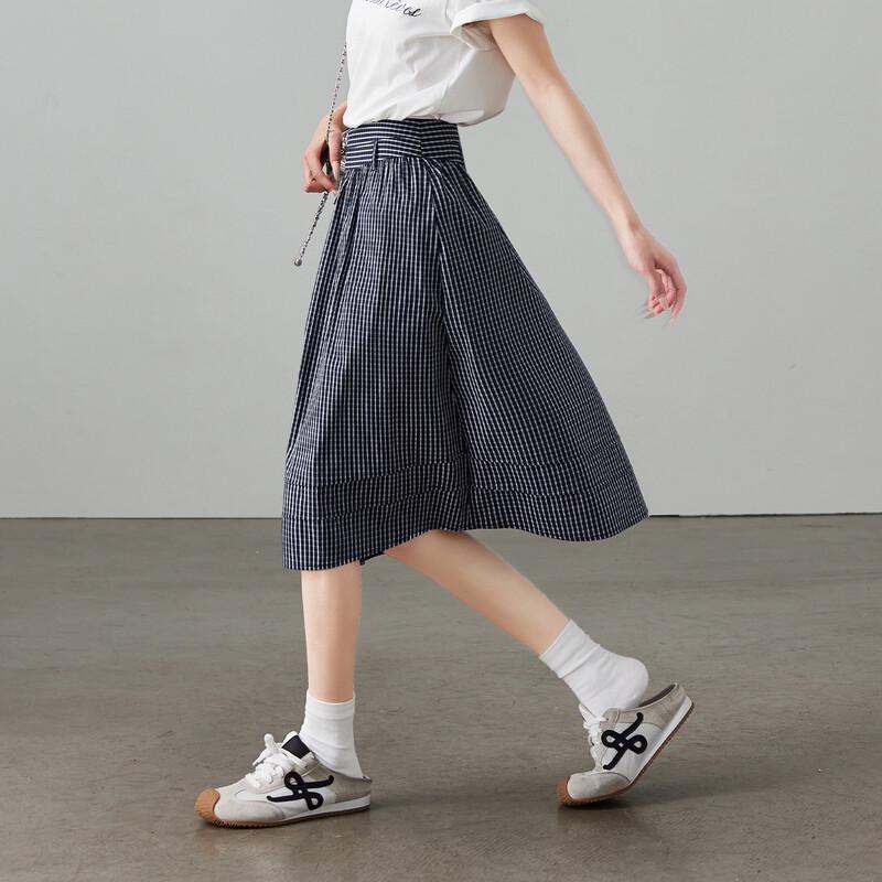 Jupe A-line à carreaux taille haute pour femme SOFSIL
