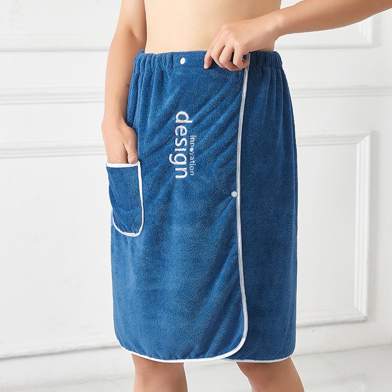 Serviette de bain absorbante pour hommes, serviette de bain à séchage rapide avec boucle sécurisée et poche pour salle de sport, Spa, Sauna, douche