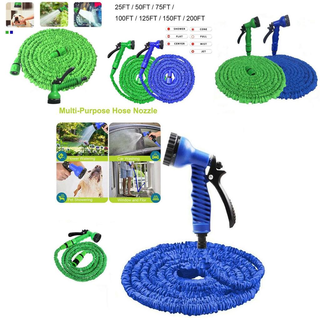 Garden Expandable Hose Pipe Spray Gun Watering Gun Plants Car 25ft200ft Wash