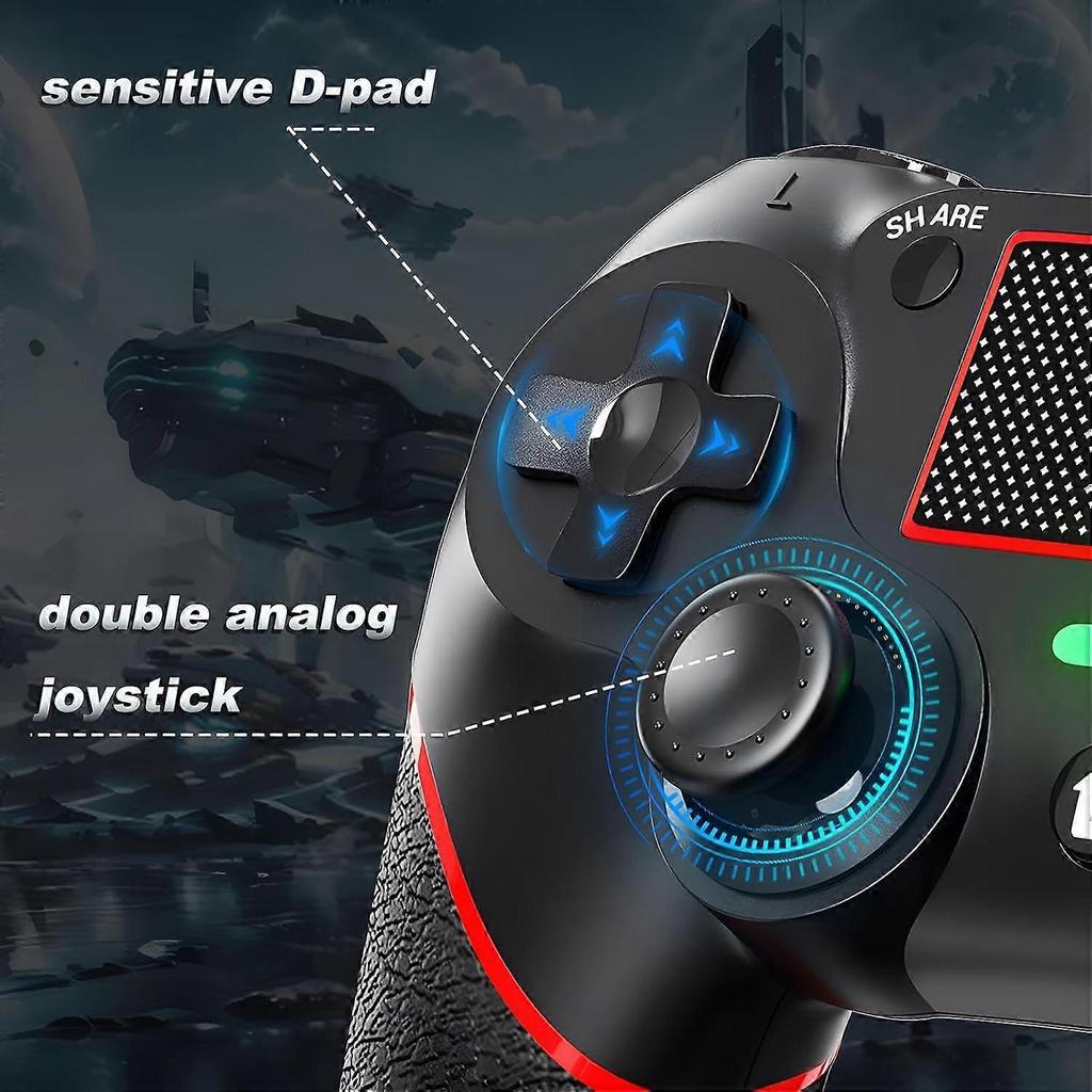 Wired Controller for PC with Double Vibration and Motion Motors, Compatible with PS4 and Windows 11/10/8/7
