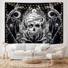 Vikama Gothic Skull Tapestry Black White Minimalist Wall Hanging For Bedroom Headboard