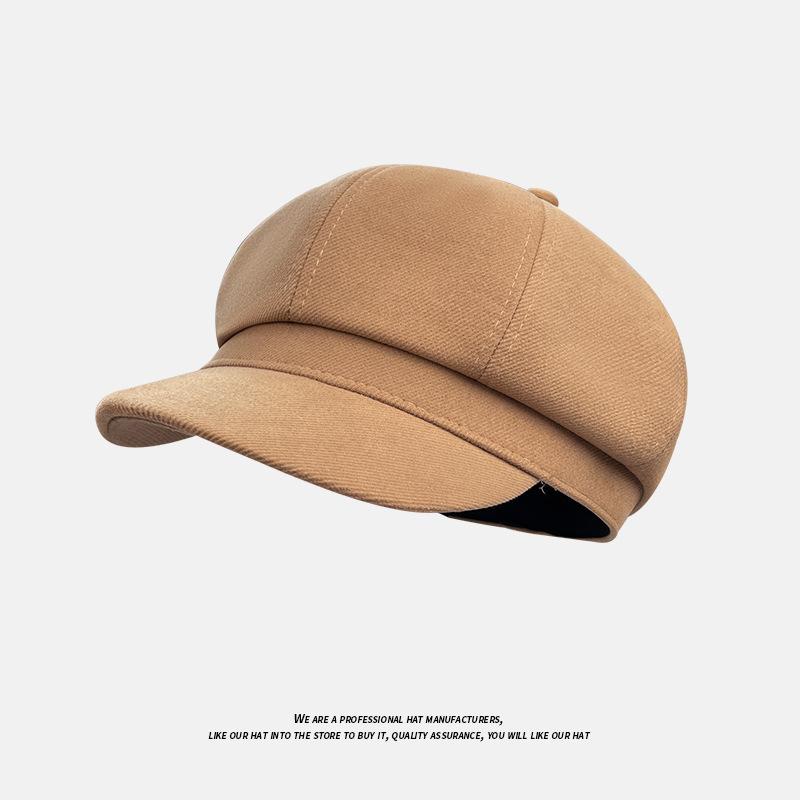 Autumn and Winter New Letter Octagonal Hat Japanese Literary Retro All Match Painter Beret Big Head Duck Tongue Hat