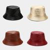 Retro leather double-sided bucket hat men's and women's outdoor versatile sun hat four seasons can wear basin hat