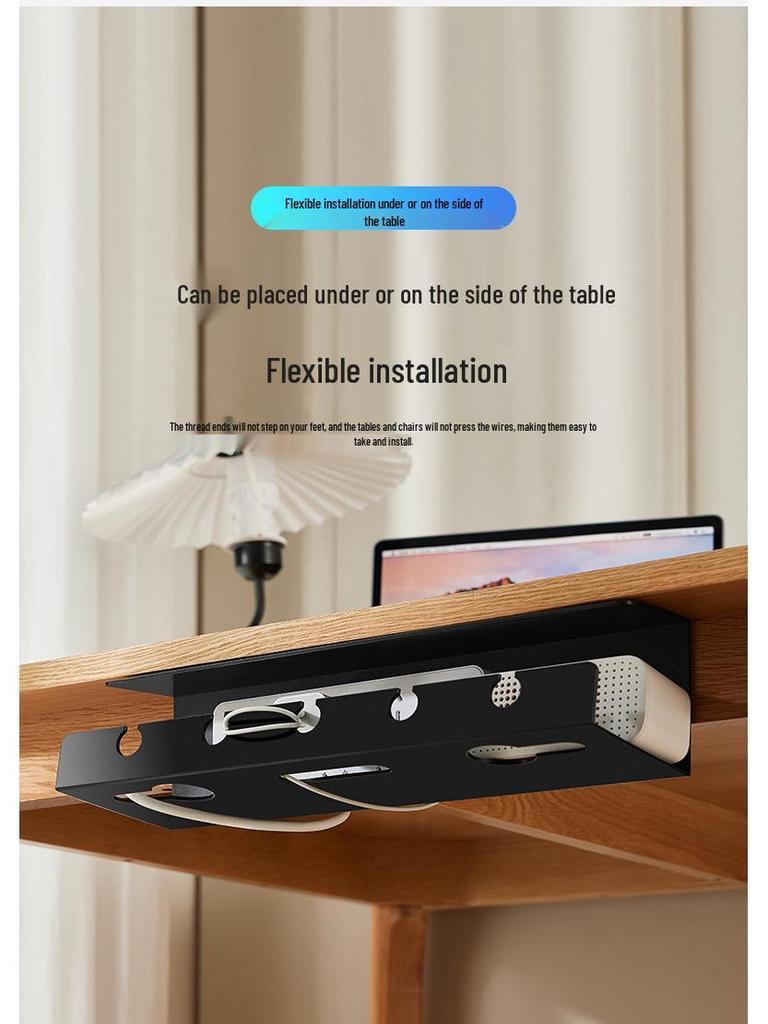 Punch-Free Under-Desk Cable Management Rack: Wire Fixing Storage Organizer