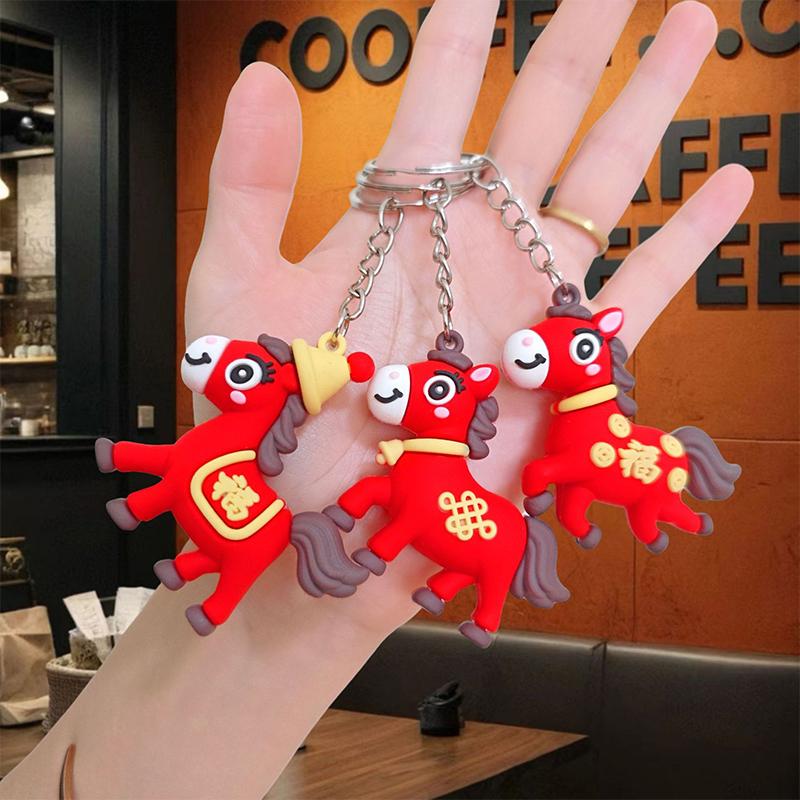 Zodiac Pony Doll Pendant 2026Chinese Year Of The Horse Mascot Toys Cute Pony Keychain Car Rear-View Mirror Pendant Hanging