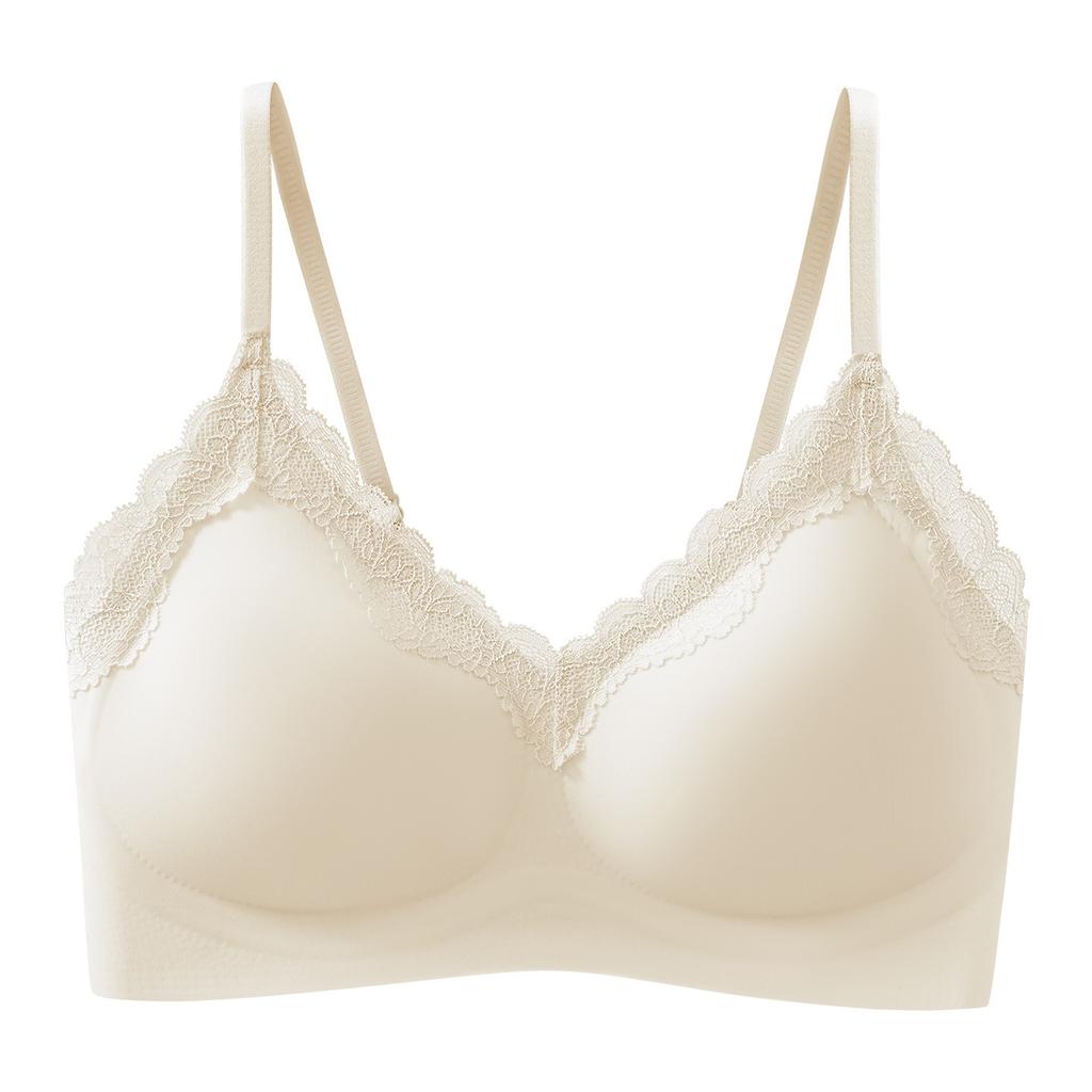 Thin French lace seamless underwear one piece beautiful back small chest gathering support bra Shantou