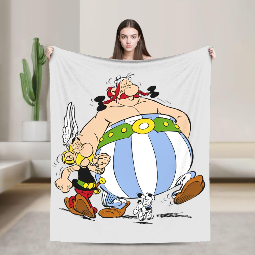Deka Asterixe a Obelixe Korálový fleece Plyšová Jarní/Podzimní Lehká přehozová deka na doma, do auta Plyšová tenká přikrývka