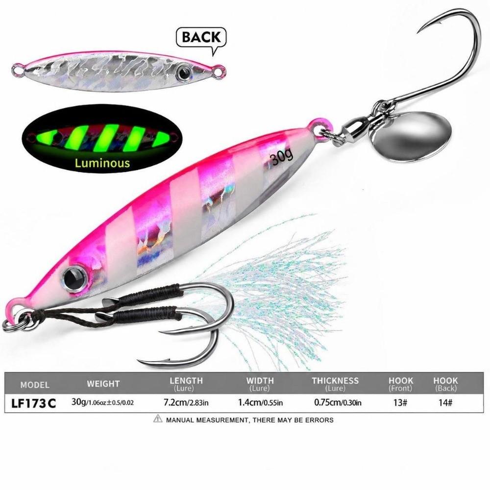 Feathered Assist Hooks Casting Jig Bait Reflective Fish Pattern Bionic Fish Lure Boat Fishing