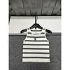 2026 Summer Rhinestone Letter Striped Knit Round Neck Vest - Slimming Versatile Top for Women