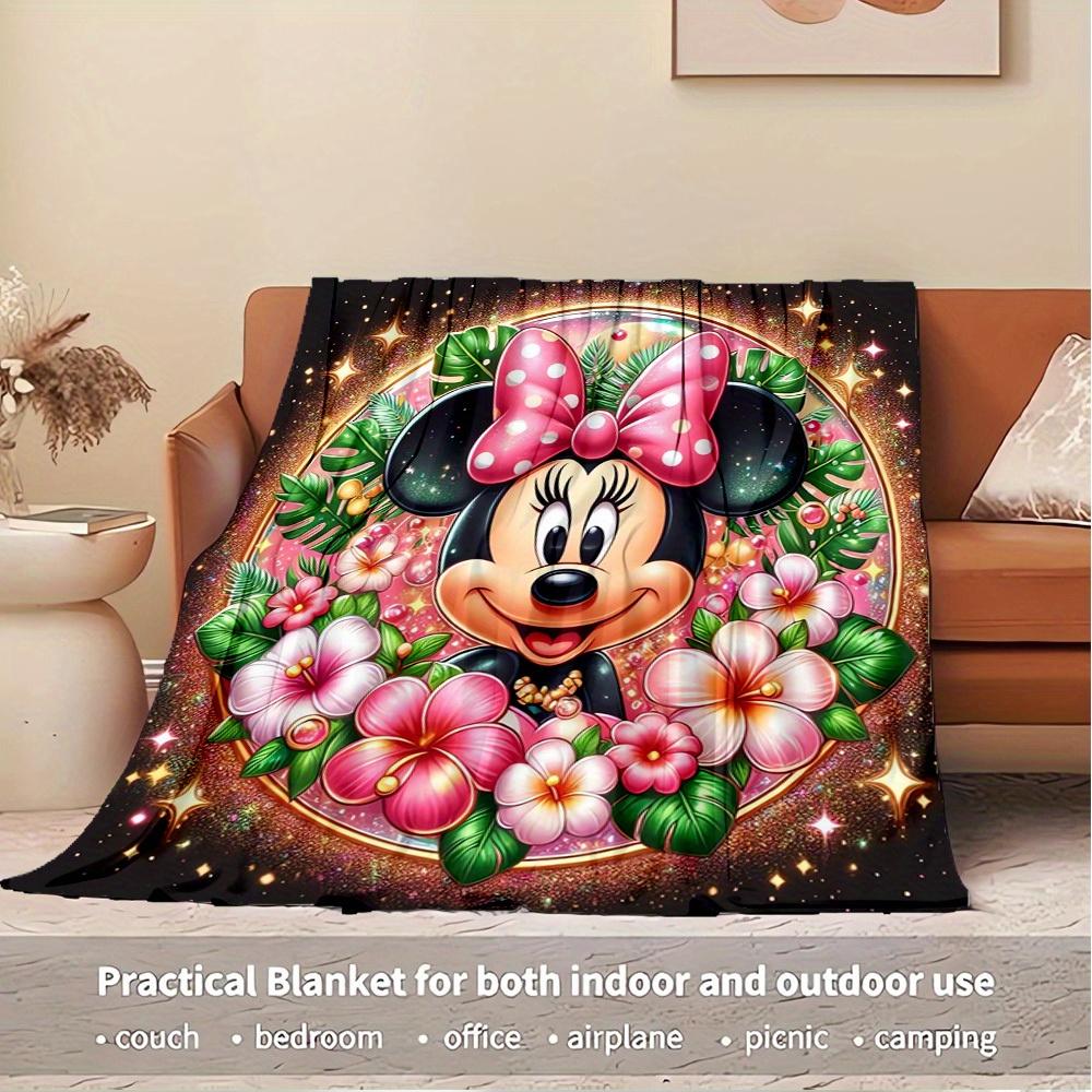 1pc Velvet Bedding Throw Blanket - Minnie Mouse Floral Design - Perfect for Sofa Cover, Home Decor Gift Idea, Cozy Warmth All Year Round