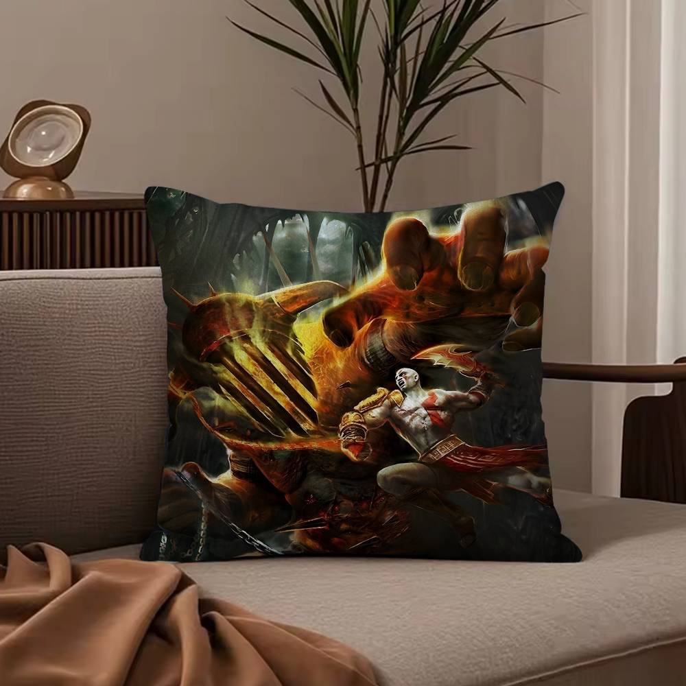 Anime G-God of W-War Ragnarok Pillow Case Anti-dustmite Pillowcase Invisible zipper silky short plush Sofa cushion cover