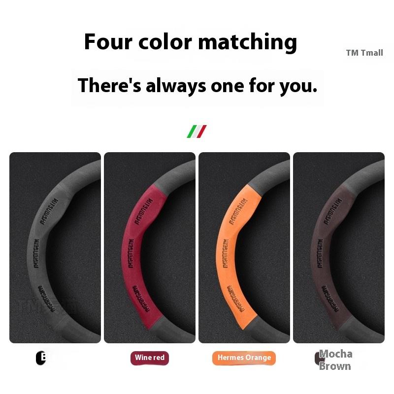 For Mitsubishi Outlander Pajero Asx Colt Lancer EX Evolution X L200 Triton RALLIART Car Suede Carbon Fiber Steering Wheel Cover PO2