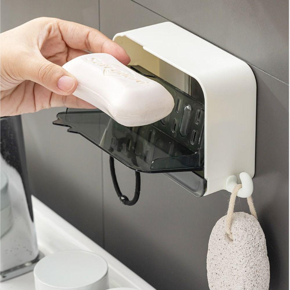 Wall-mounted Drawer Soap Dish Lid Flip Cover Laundry Soap Box New Drain Soap Storage Box
