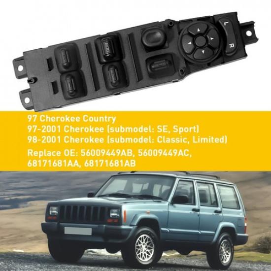 Hauptschalter für elektrische Fensterheber Tür XJ Serie für 1997-2001 Jeep Cherokee 56009449AC