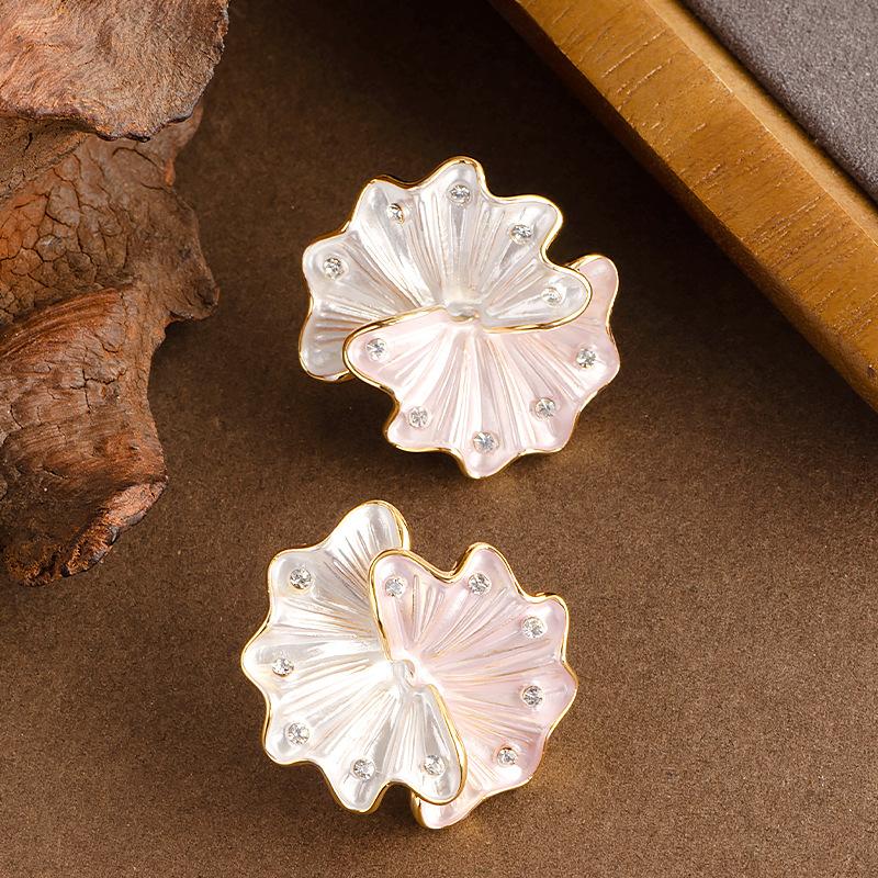 

Women s lotus leaf earrings синий