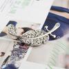 Damen Mode Blatt Silber Ton Strass Hochzeitsgeschenk Brosche Anstecknadel