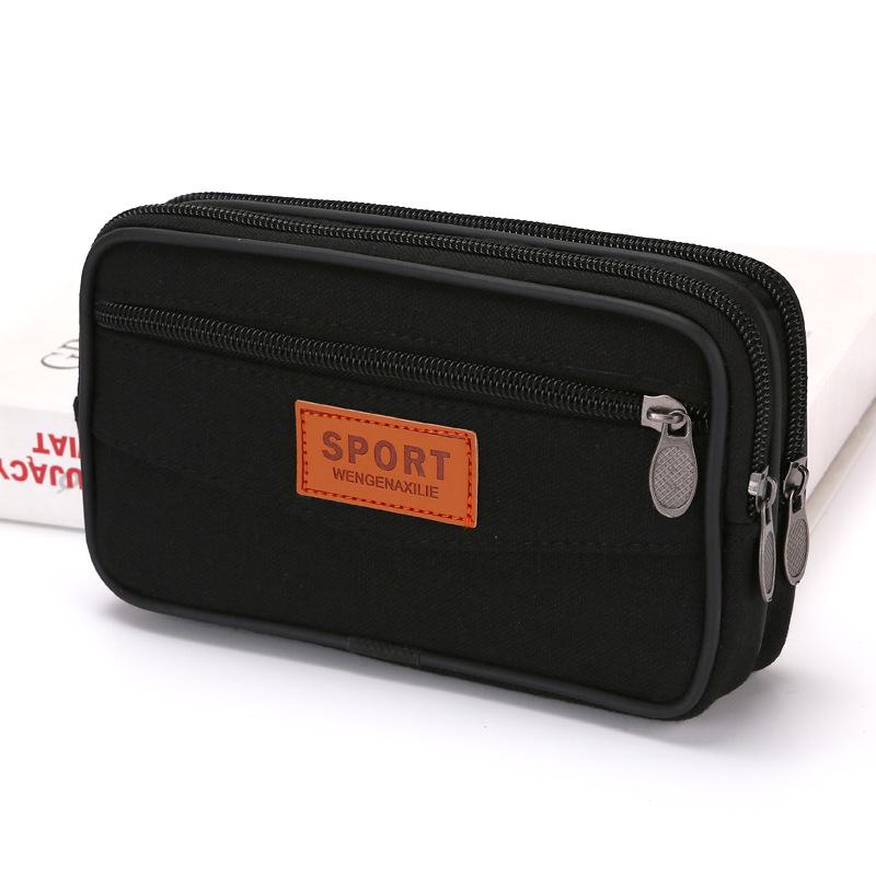 Men's Summer Canvas Phone Belt Bag: Vertical & Horizontal Design for Construction Workers