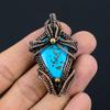Irani Turquoise Gemstone Copper Wire Wrap Handmade Pendant Jewelry Gift For Love