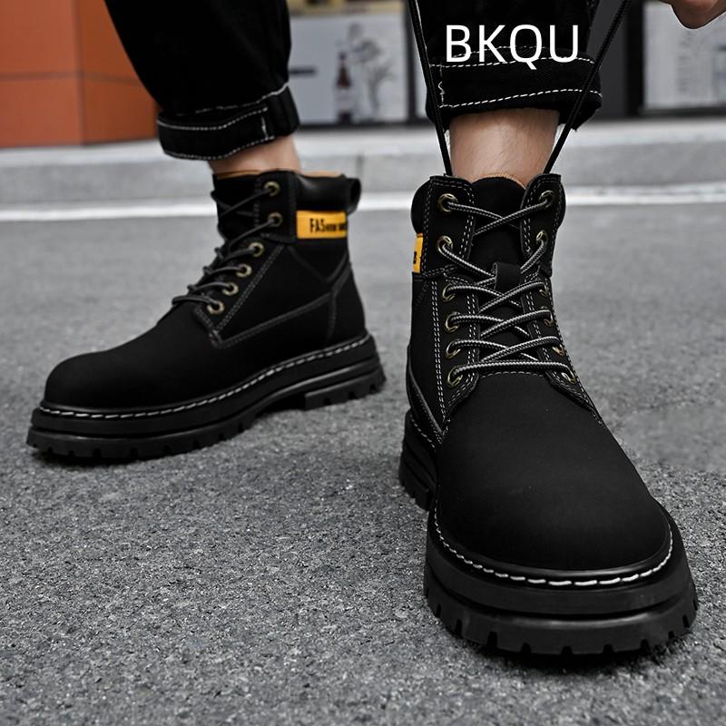 

trend Men s Boots Platform Lightweight Non-slip Large Size Elastic Wear-Resistant Round Toe Outdoor Fashion Boots Spring Autumn Main