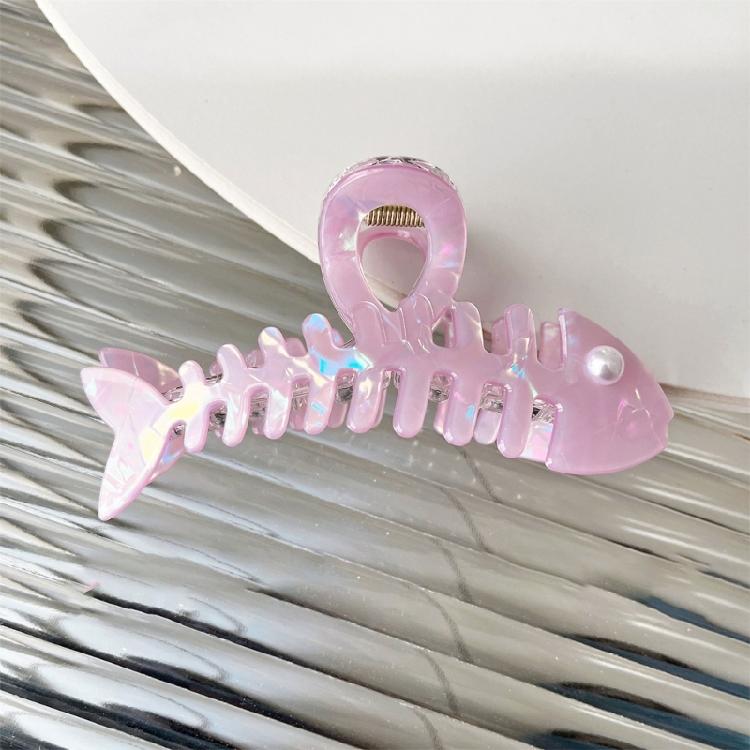 Nacreous Fish Bone Hair Clip Slip Resistant Design Lightweight Hairpin For Women Girls Soft Feel Wear