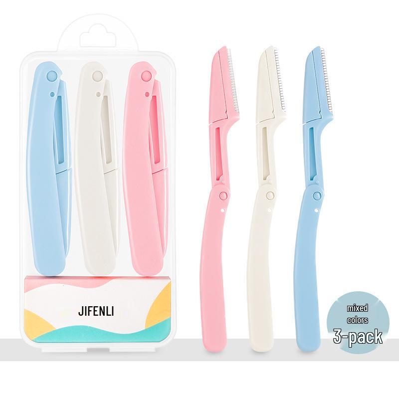 

Mini Folding Eyebrow Razor Set - Portable, Replaceable 3-Piece Makeup Tool Standard