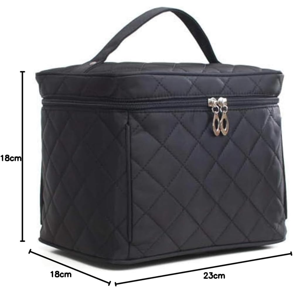 FYX Large Capacity Cosmetic Bag with Mirror Foldable Makeup Pouch Vanity Case Travel Storage Box for Cosmetics