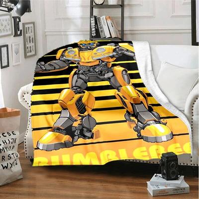 Kreslený mecha bojovník - Módní flanelová deka se vzorem Transformers, do obývacího pokoje, ložnice, izolační deka na pohovku, deka na postel